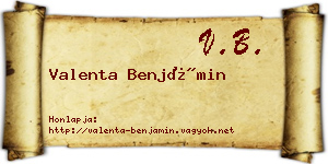 Valenta Benjámin névjegykártya
