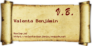 Valenta Benjámin névjegykártya